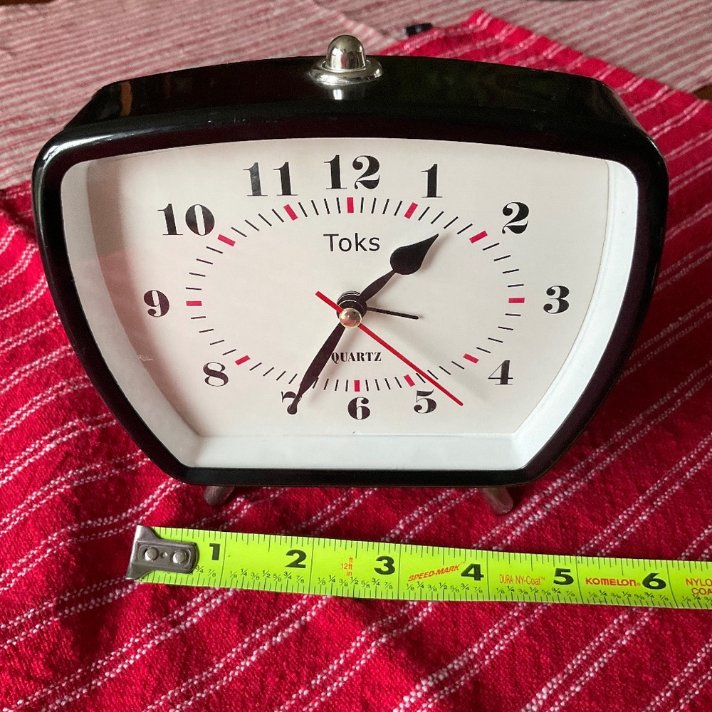 Black metal alarm clock